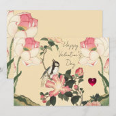 LITTLE BIRD,PINK ROSES,LOTUS FLOWER Valentine Day シーズンカード (正面/裏面)