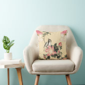 LITTLE BIRD WITH PINK ROSES AND LOTUS FLOWERS クッション (椅子)