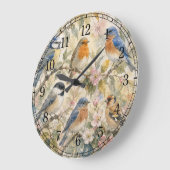 Little Birds Wall Clock — Charming Nature Design ラージ壁時計 (傾斜)