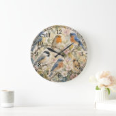 Little Birds Wall Clock — Charming Nature Design ラージ壁時計 (ホーム)