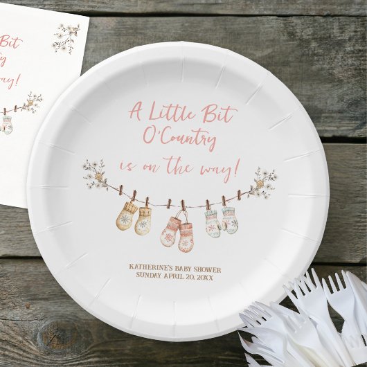 Little Bit Of Country Winter Boho Baby Girl Shower ペーパープレート