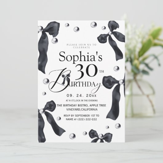 Little Black Bow Birthday Party 招待状 (スタンド正面)