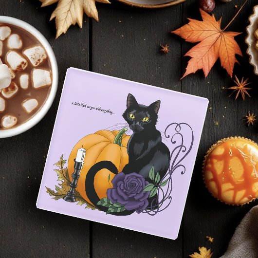 Little Black Cat ガラスコースター