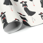 Little Black Dress Fashion Line Art Pattern ラッピングペーパー (ロールコーナー)