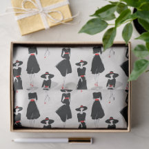 Little Black Dress Fashion Line Art Pattern