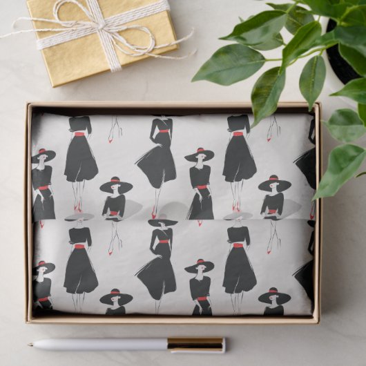 Little Black Dress Fashion Line Art Pattern 薄葉紙 (ギフト)