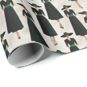 Little Black Dress Society Custom Emerald Accent P ラッピングペーパー (ロールコーナー)