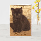 Little Black Kitten's You 恋しく思 Card *カスタマイズ可能 カード (黄色い花)