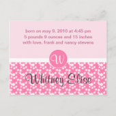 Little Blossomベビー発表カード 案内ポストカード (裏面)