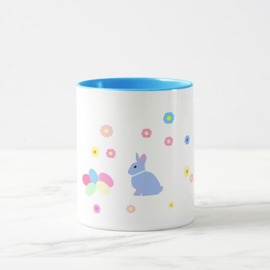 Little Blue Bunny Rabbit Kids Easter Mug マグカップ (中央)