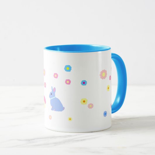 Little Blue Bunny Rabbit Kids Easter Mug マグカップ (正面右)