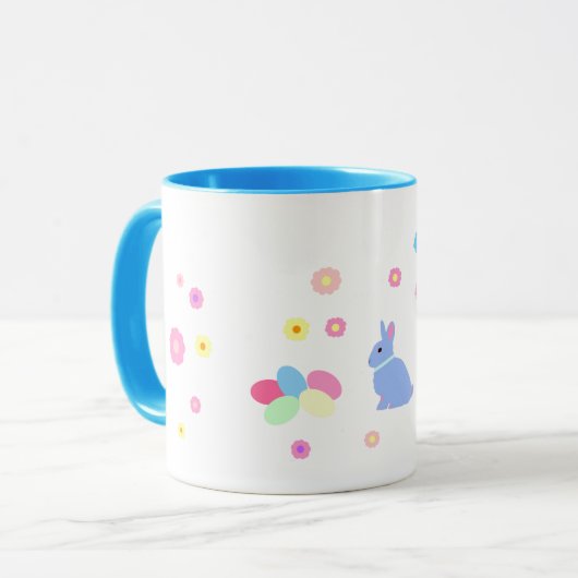 Little Blue Bunny Rabbit Kids Easter Mug マグカップ (正面左)