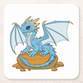 Little Blue Dragon スクエアペーパーコースター