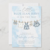 Little Blue Jean Baby Is On The Way Baby Shower 招待状 (正面)