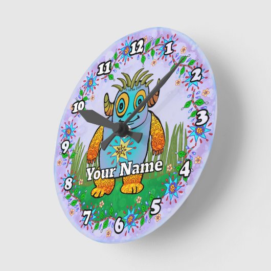 Little Blue Monster ラウンド壁時計 (傾斜)