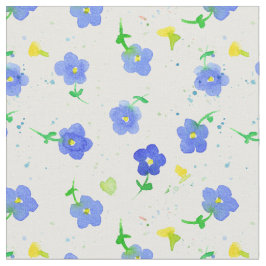 Little Blue Wildflower English Country Watercolor ファブリック