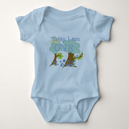 Little Bluebird 1st誕生日Tシャツとギフト ベビーボディスーツ (正面)