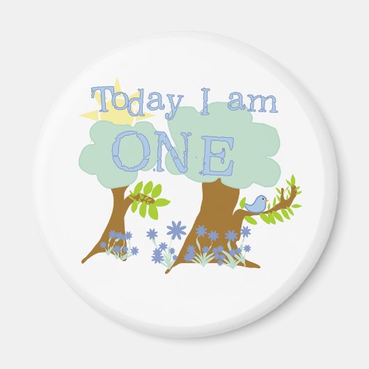 Little Bluebird 1st誕生日Tシャツとギフト マグネット (正面)