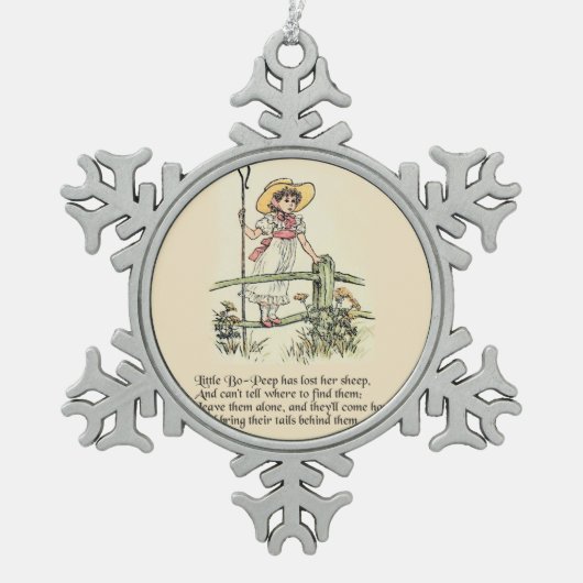 Little Bo-Peep:ケイトクラシックグリーンアウェイ子供部屋 スノーフレークピューターオーナメント (正面)