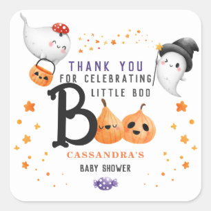 Little Booかわいいハロウィーン赤ちゃんシャワーありがとう スクエアシール