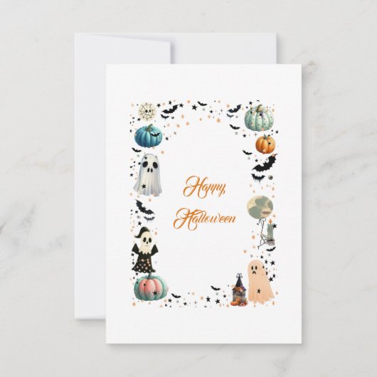 LITTLE BOOが幽霊カボチャ不気味赤ちゃんシャワー サンキューカード (裏面)