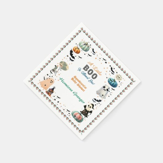 LITTLE BOOが幽霊カボチャ不気味赤ちゃんシャワー スタンダードカクテルナプキン (角)