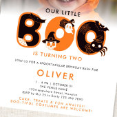Little Booが2つのフォトハロウィーン誕生日を回している 招待状