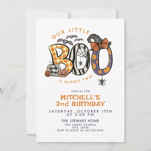Little Booが2ハロウィーン2回目の誕生日を飾る 招待状 (正面)