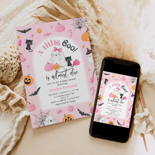 Little Booはほとんどデューピンクの女の子の赤ちゃんシャワー 招待状