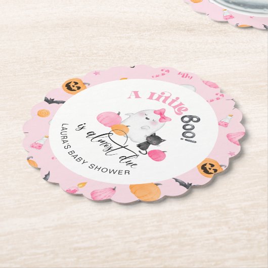 Little Booはほとんどピンクの赤ちゃんシャワー ペーパーコースター (アングル)