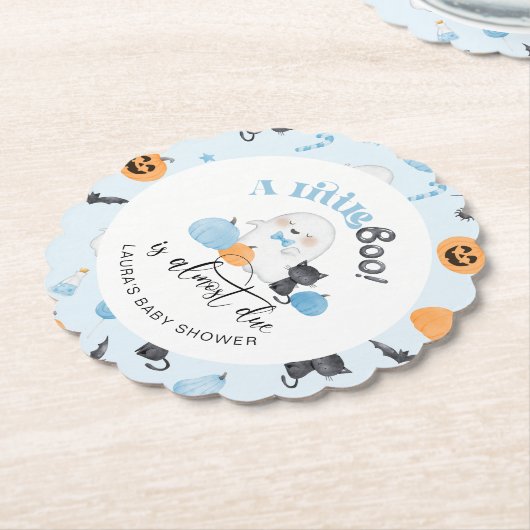 Little Booはほとんどブルーベビーシャワー ペーパーコースター (アングル)