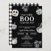 Little BOOはほとんど期限が来ている、ハロウィーンの赤ちゃんシャワー 招待状 (正面/裏面)