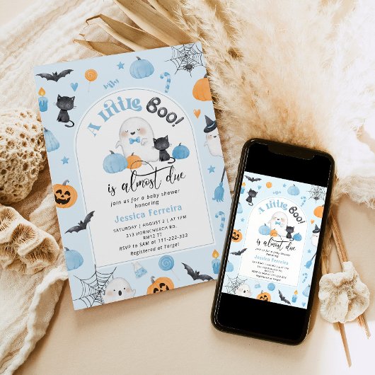 Little BooはほとんどDue blue男の子の赤ちゃんシャワー 招待状