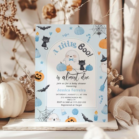 Little BooはほとんどDue blue男の子の赤ちゃんシャワー 招待状