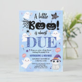 Little BooはほとんどDUE Boy Halloween Baby Shower 招待状 (スタンド正面)