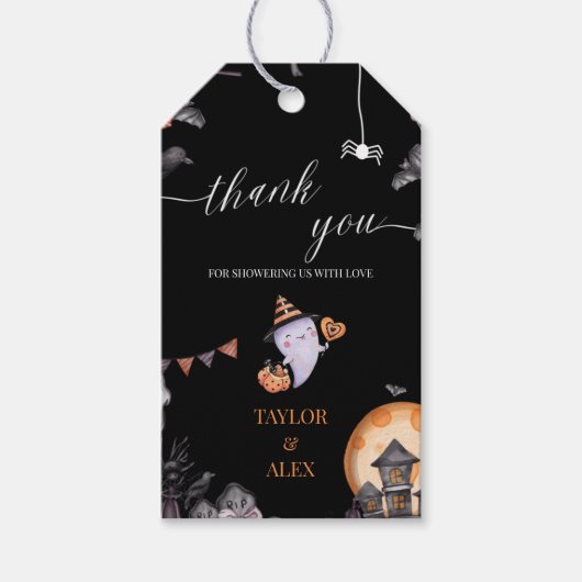 Little Booほとんどハロウィーンの赤ちゃんシャワー ギフトタグ (正面)