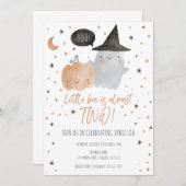 LITTLE BOOほぼ2誕生日 – 白 招待状 (正面/裏面)