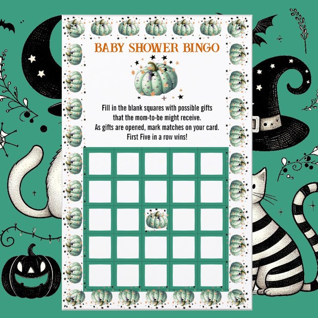 LITTLE BOOカボチャ不気味赤ちゃんシャワービンゴゲーム (Little BOO Pumpkin Spooky Baby Shower Bingo Game)