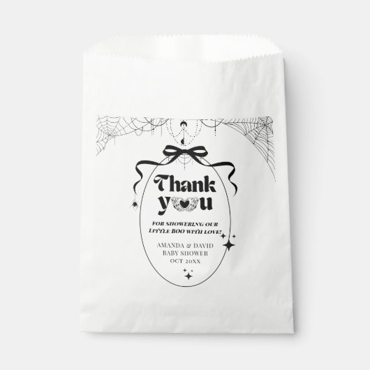 Little Booゴシッミニマルクハロウィーン赤ちゃんシャワー フェイバーバッグ (正面)