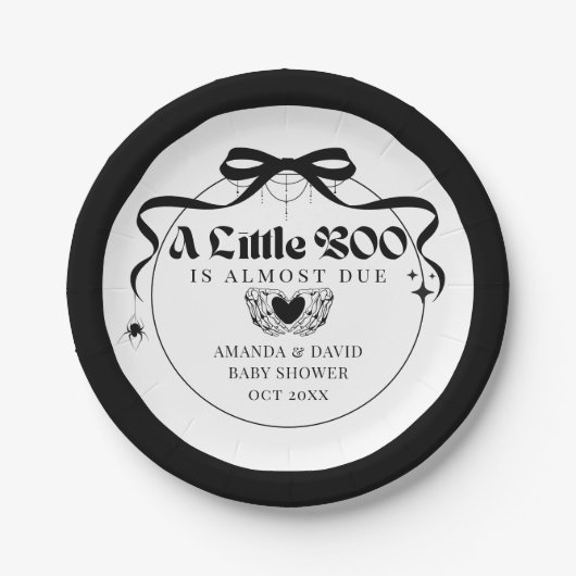 Little Booゴシッミニマルクハロウィーン赤ちゃんシャワー ペーパープレート (正面)