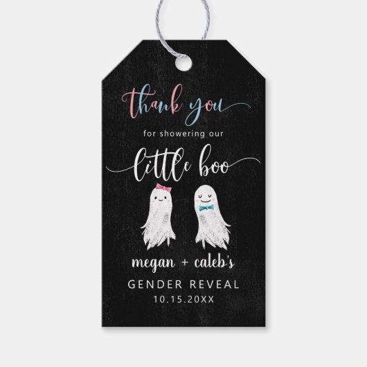 Little Booジェンダーがパーティーの好意を明らかにする ギフトタグ (正面)