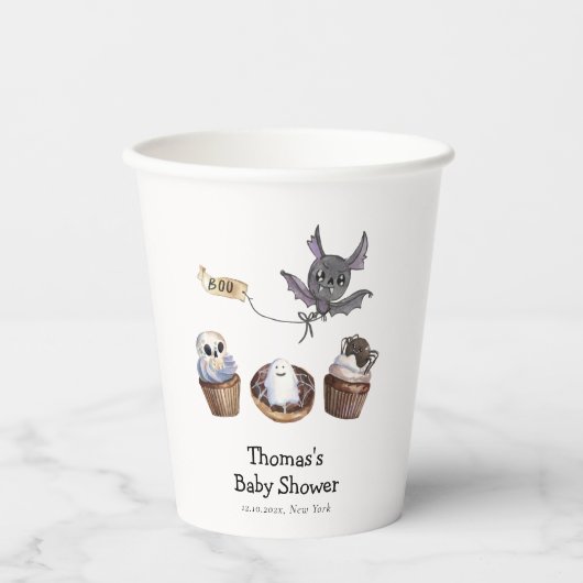 Little Booハロウィーンカップケーキベビーシャワー 紙コップ (正面)
