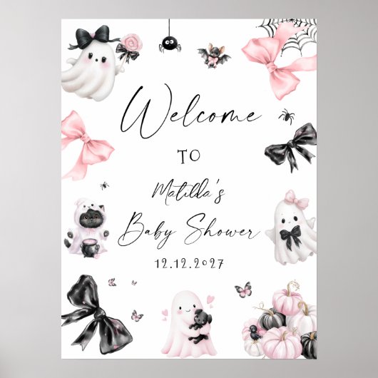 Little Booハロウィーンガールベビーシャワーへようこそ ポスター (正面)