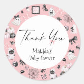 Little Booハロウィーン女の子の赤ちゃんシャワーありがとう ラウンドシール (正面)