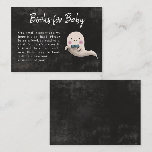 Little Booハロウィーン男の子の赤ちゃんシャワー本のリクエスト エンクロージャーカード (正面/裏面)