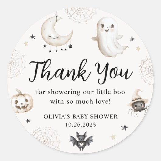 Little Booハロウィーン赤ちゃんシャワーお願いありがとう ラウンドシール (正面)