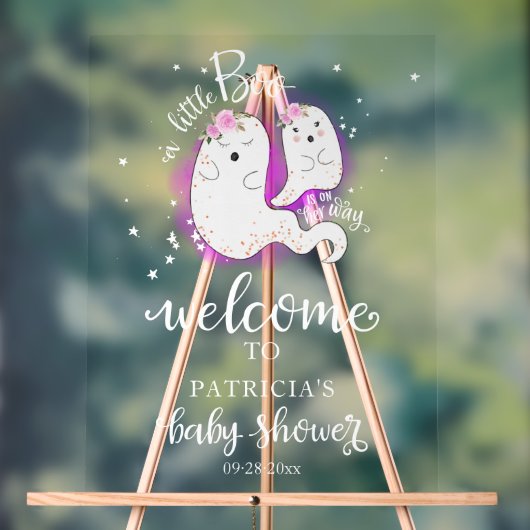 Little Booハロウィーン赤ちゃんシャワー歓迎サイン アクリルサイン (ニュートラル)