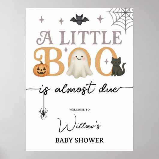 Little Booハロウィーン赤ちゃんシャワー歓迎サイン ポスター (正面)