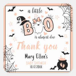 LITTLE BOOピンクのハロウィーン赤ちゃんシャワーありがとう スクエアシール