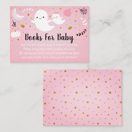 Little Booピンク幽霊赤ちゃんシャワー予約リクエスト エンクロージャーカード (正面/裏面)